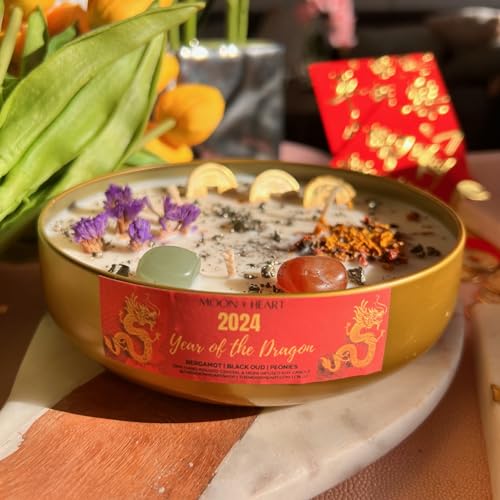 Dragon Candle with Feng Shui Coin & Crystals