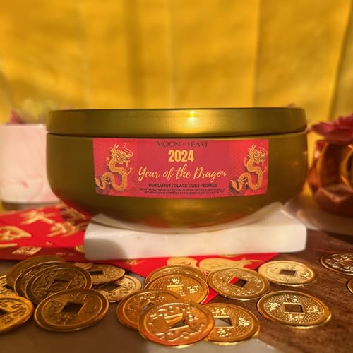 Dragon Candle with Feng Shui Coin & Crystals