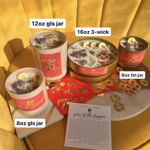 Dragon Candle with Feng Shui Coin & Crystals