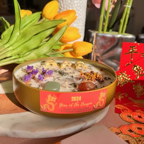 Dragon Candle with Feng Shui Coin & Crystals
