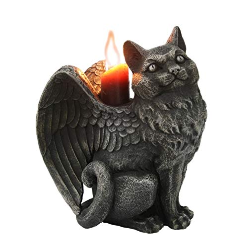 Angel Cat Gargoyle Candle Holder for Indoor & Outdoor