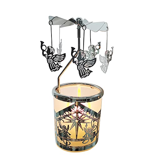 Rotating Carousel Tealight Holder for Home Decor - Silver