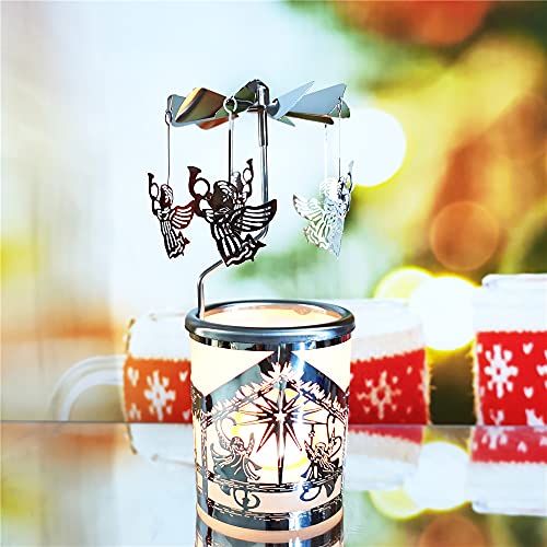 Rotating Carousel Tealight Holder for Home Decor - Silver