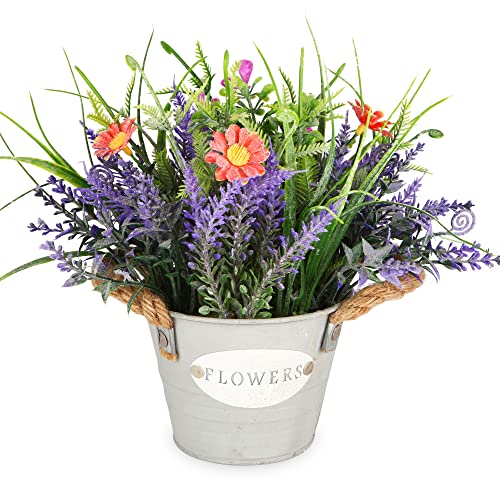 Purple Lavender Fake Plant with Pot - 10" Tall