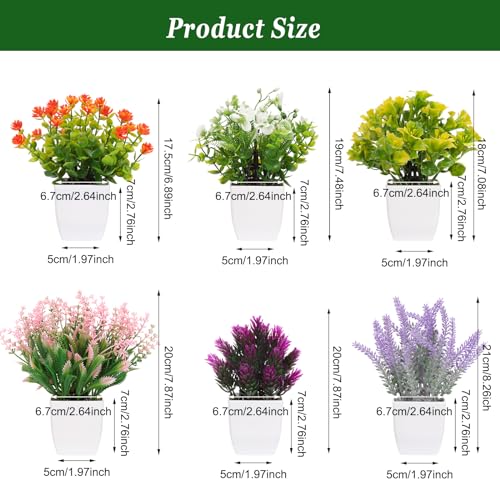 Set of 6 Mini Fake Flower Plants for Home Office