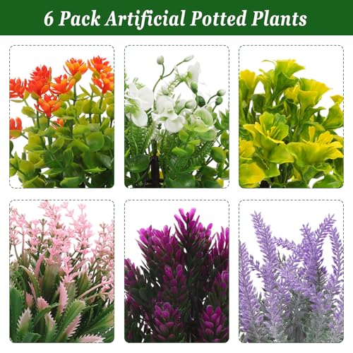 Set of 6 Mini Fake Flower Plants for Home Office