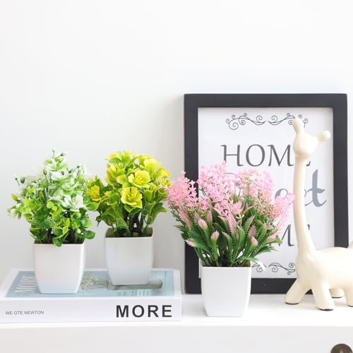 Set of 6 Mini Fake Flower Plants for Home Office