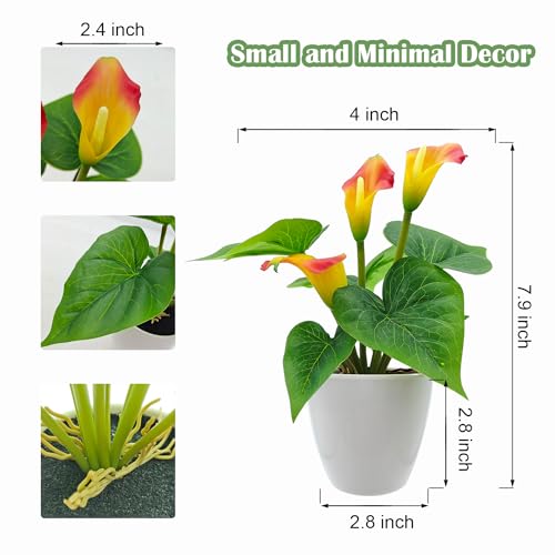 Calla Lily Artificial Flowers in White Pot for Home Office