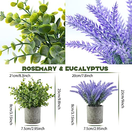 4-Pack Artificial Lavender Eucalyptus Succulent Plants for Decor