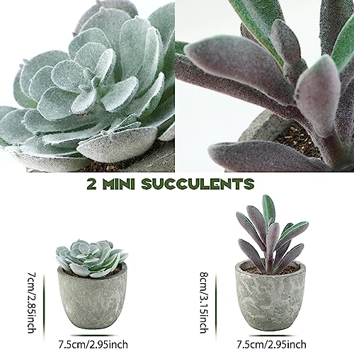 4-Pack Artificial Lavender Eucalyptus Succulent Plants for Decor