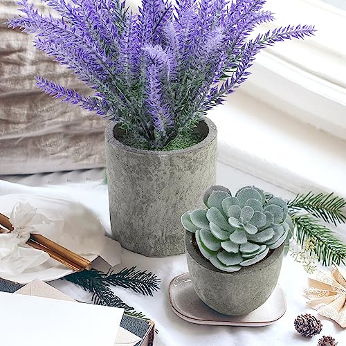 4-Pack Artificial Lavender Eucalyptus Succulent Plants for Decor
