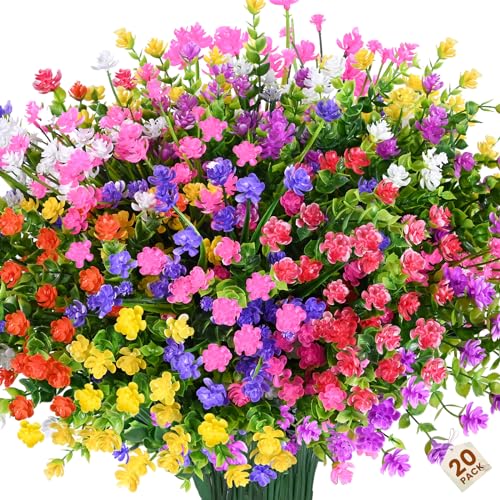 20PCS UV Resistant Artificial Flowers for Outdoor Planters