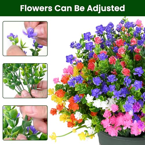 20PCS UV Resistant Artificial Flowers for Outdoor Planters