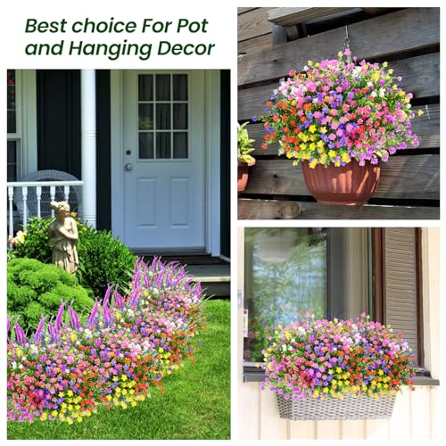 20PCS UV Resistant Artificial Flowers for Outdoor Planters