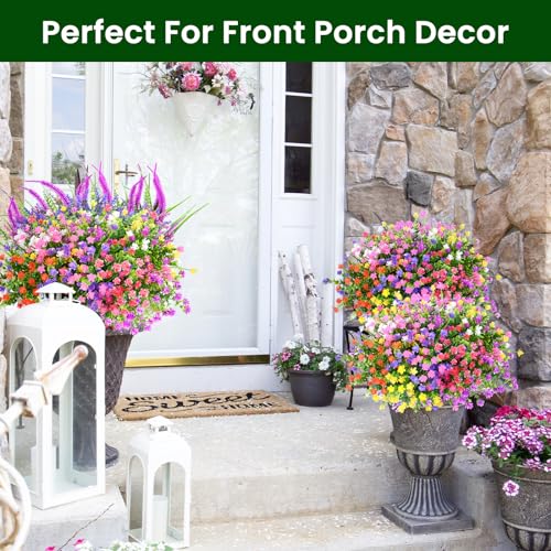 20PCS UV Resistant Artificial Flowers for Outdoor Planters