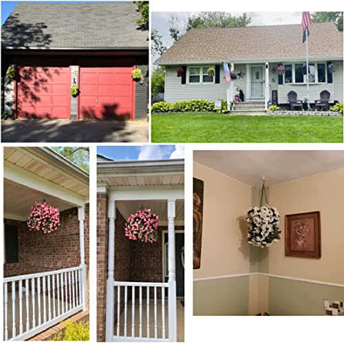 Purple Morning Glory Silk Hanging Flower Basket for Outdoors