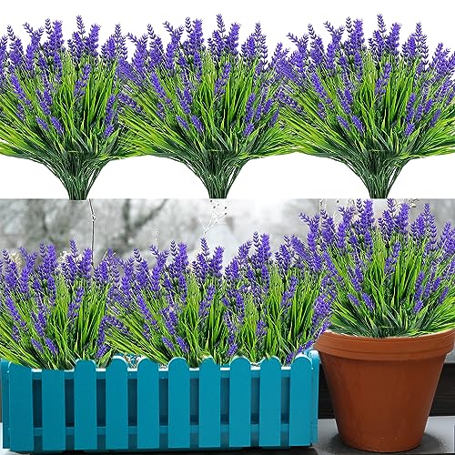 12 Bundles Fake Monkey Grass and Flowers for Outdoor Décor