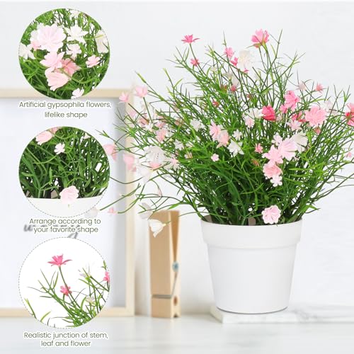Blafrozzing Artificial Potted Pink Flowers for Indoor Decor