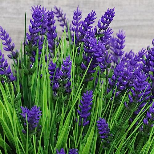 12 Bundles Fake Monkey Grass and Flowers for Outdoor Décor