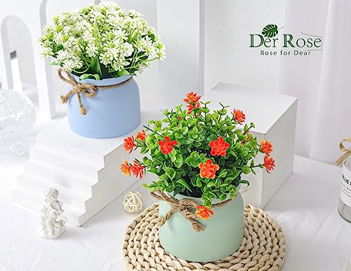 4-Pack Small Fake Plants in Plastic Macaron Pot