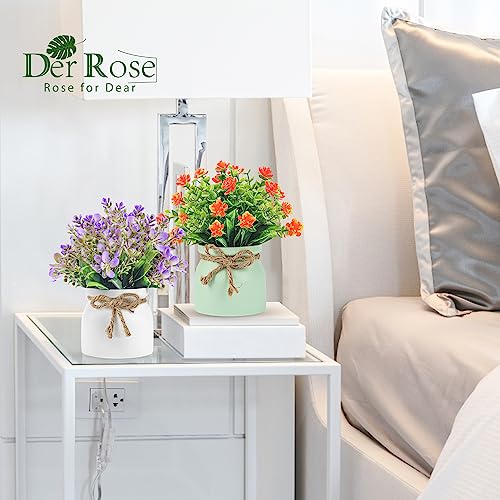 4-Pack Small Fake Plants in Plastic Macaron Pot