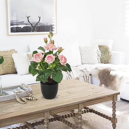 Pink Rose Artificial Flower Arrangement with Vase 15