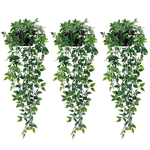 3-Pack Artificial Hanging Plants with Pots for Home Decor
