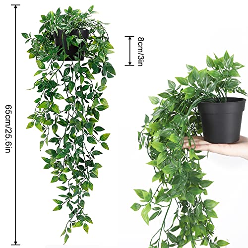 3-Pack Artificial Hanging Plants with Pots for Home Decor
