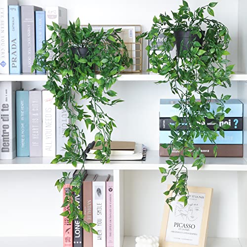 3-Pack Artificial Hanging Plants with Pots for Home Decor