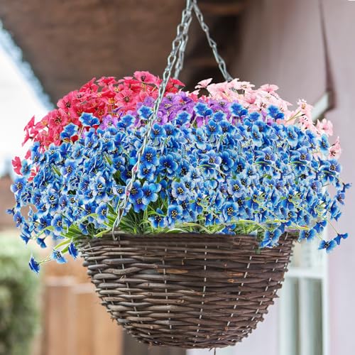10 Bundles UV Resistant Outdoor Artificial Flowers (Blue)