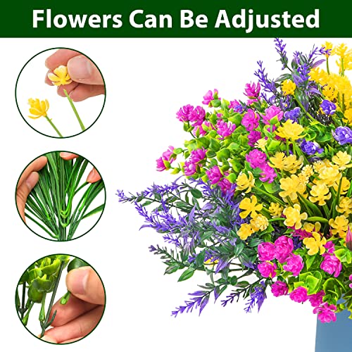 24 Bundles UV Resistant Artificial Flowers for Indoor/Outdoor