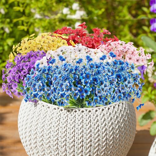 10 Bundles UV Resistant Outdoor Artificial Flowers (Blue)