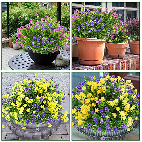24 Bundles UV Resistant Artificial Flowers for Indoor/Outdoor