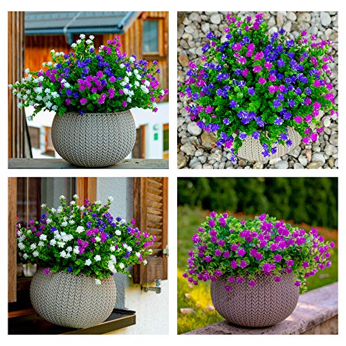 UV Resistant Artificial Flowers - 12 PCS Faux Plants