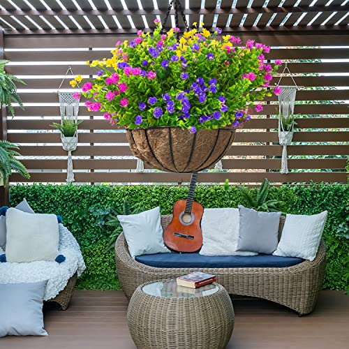 24 Bundles UV Resistant Artificial Flowers for Indoor/Outdoor