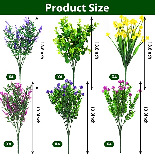 24 Bundles UV Resistant Artificial Flowers for Indoor/Outdoor