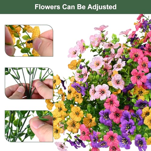 20 Bundles UV Resistant Silk Flowers for Outdoor Decor