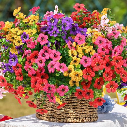 20 Bundles UV Resistant Silk Flowers for Outdoor Decor