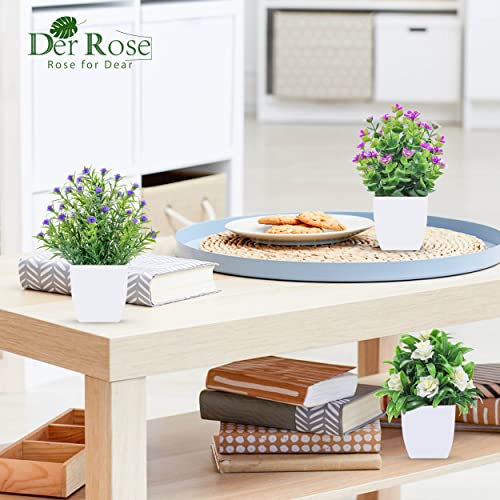 4 Pack Mini Artificial Plants with Flowers for Decor