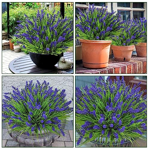 UV Resistant Lavender Outdoor Artificial Flowers 20 Bundles