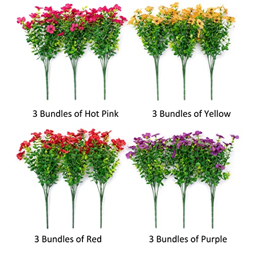 12 Bundles Realistic Daisy Fake Silk Flower Plants