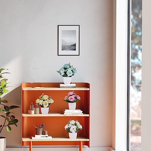 Set of 4 Artificial Mini Rose Potted Plants