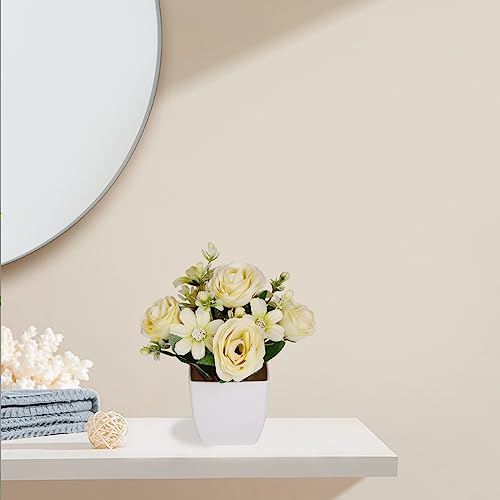 Set of 4 Artificial Mini Rose Potted Plants