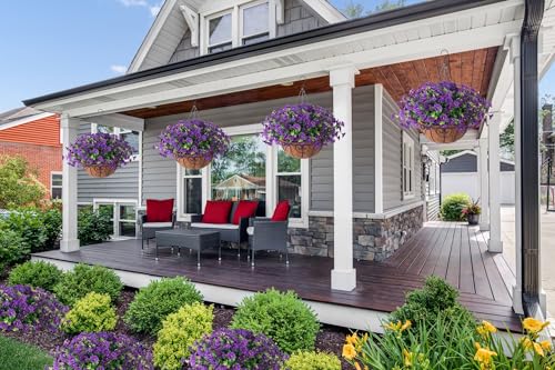 UV Resistant Artificial Red Morning Glory Hanging Basket