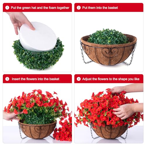 UV Resistant Artificial Red Morning Glory Hanging Basket