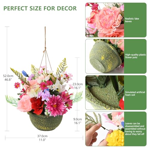 UV Resistant Artificial Hanging Flowers for Indoor & Outdoor
