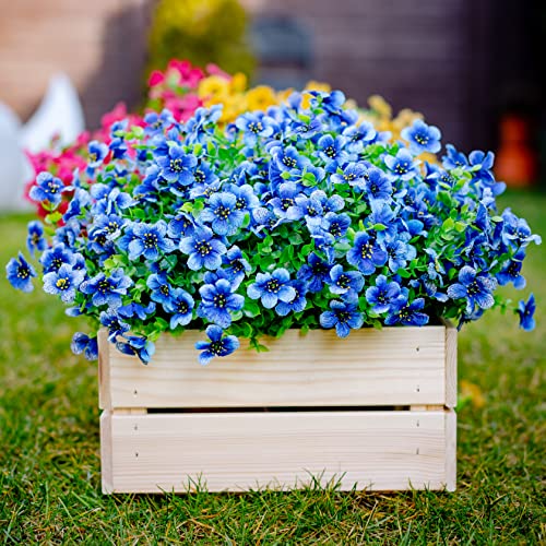 AXYLEX Outdoor Artificial Plants - Set of 16 Blue