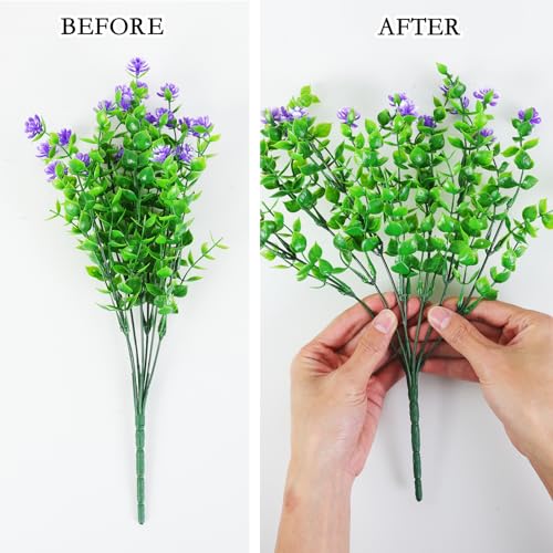 CEWOR 12pcs UV Resistant Artificial Hanging Flowers with Basket