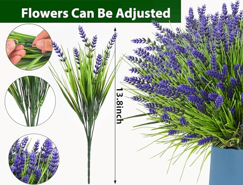 22-Piece UV Resistant Lavender Artificial Flowers Shrubs