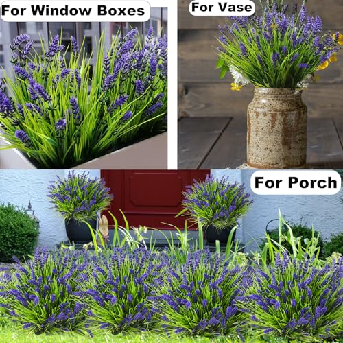 22-Piece UV Resistant Lavender Artificial Flowers Shrubs